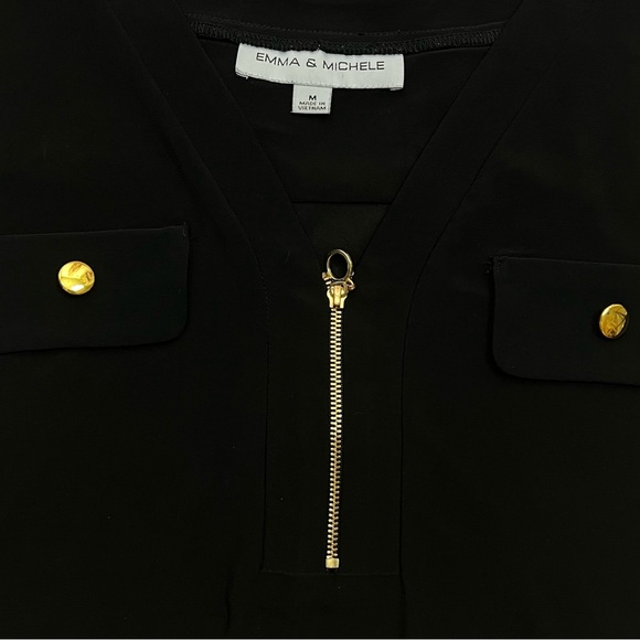 Gorgeous Black Belted Dress w/Gold Hardware Sz M, by Emma & Michele - Picture 5 of 6